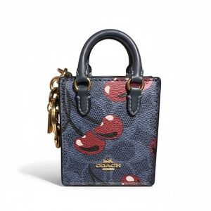 Coach North/South Mini Tote Bag Charm with cherry
